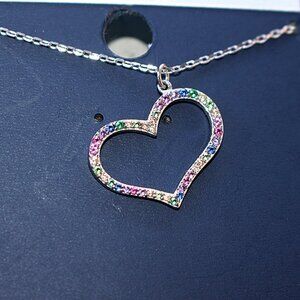 New in Package - Olivia Jackson - Rainbow Floating Heart Cubic Zirconia Pendant